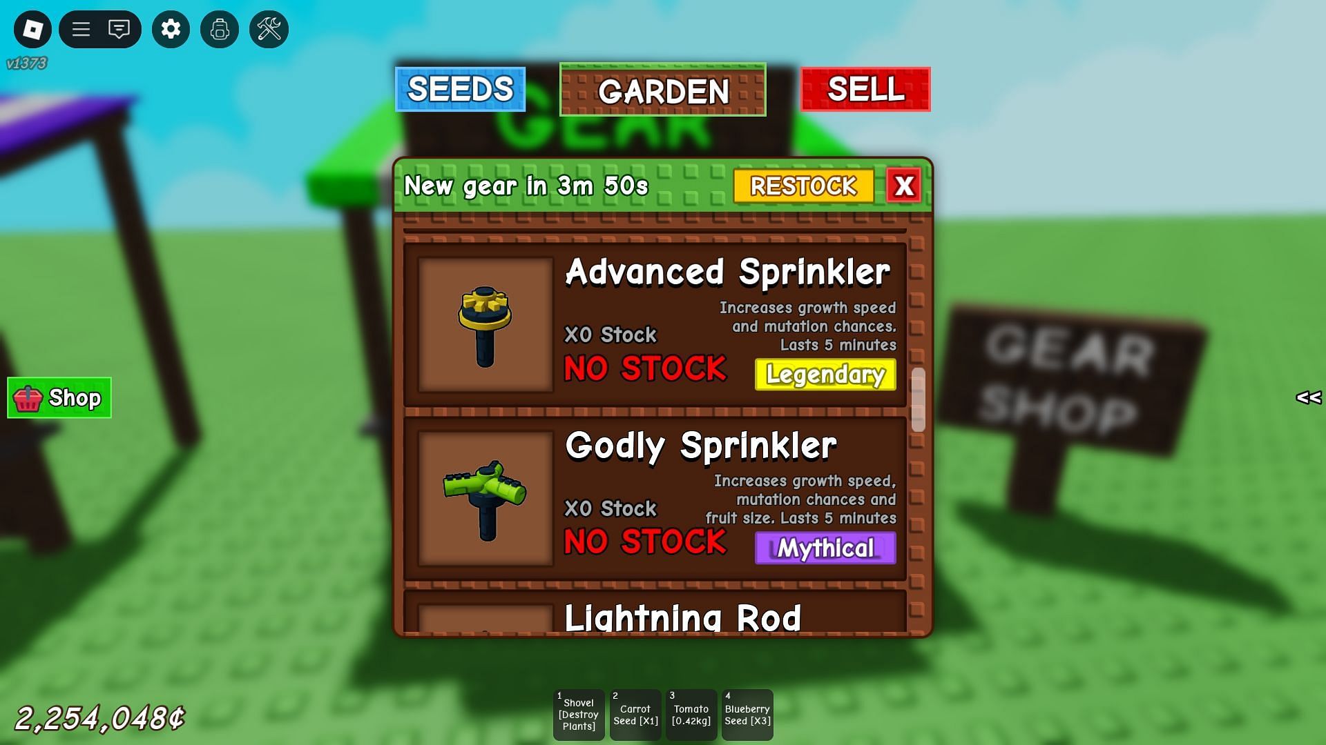 Sprinklers in the Gear Shop (Image via Roblox)